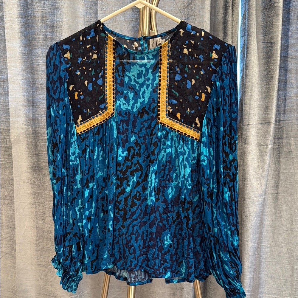 Blink London Elegant Blue Patterned Women's Top